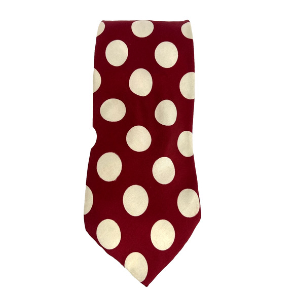 Robert Stock Men's NeckTie 100% Silk Red White Polka Dot Hand Sewn Made In U.S.A - Picture 1 of 5
